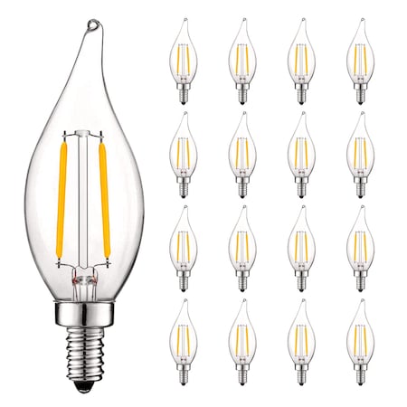 Luxrite CA11 LED Light Bulbs 4W (40W Equivalent) 400LM 2700K Warm White Dimmable E12 Candelabra Base 16-Pack LR21573-16PK